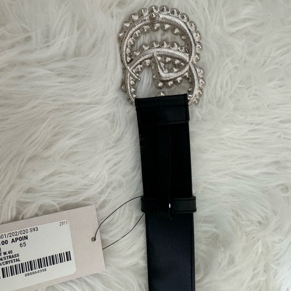 Gucci crystal GG leather belt with double G buckle - Picture 5 of 11